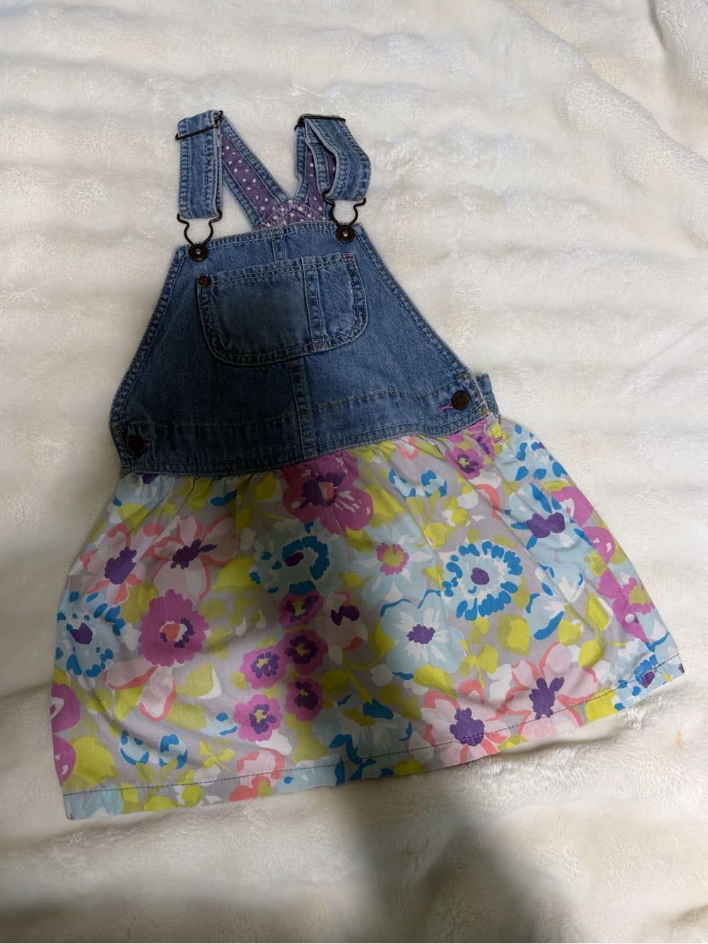OshKosh B'gosh Denim Floral Overall Dress Girls Size 4T